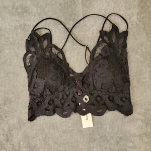 Francesca's Lace Bralette XS Black Crochet Boho Festival Top